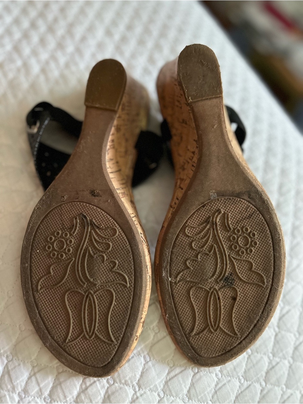 Croft & Barrow Black Cork Wedge Sandals with Elastic Back Size 10 - Picture 8 of 10